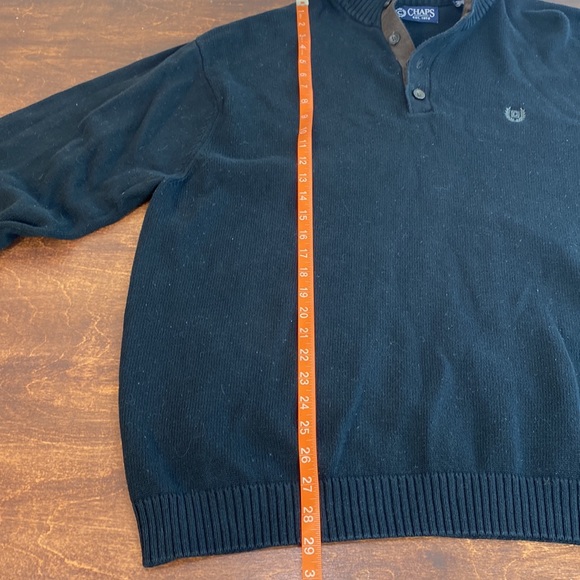 Chaps Dark Blue Sweater, Mock Turtleneck 1/4 Button Up, Brown Details Men's XXL - Picture 5 of 8